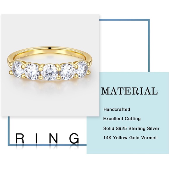 MOOSEA 5 Stone Moissanite Rings for Women - Picture 3 of 10